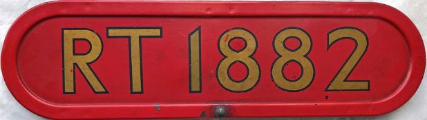 London Transport RT bus BONNET FLEETNUMBER PLATE from RT 1882. The original RT 1882 entered