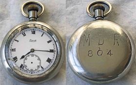 Early 20th century Metropolitan & District Railway POCKET WATCH engraved 'M D R 804' as issued to