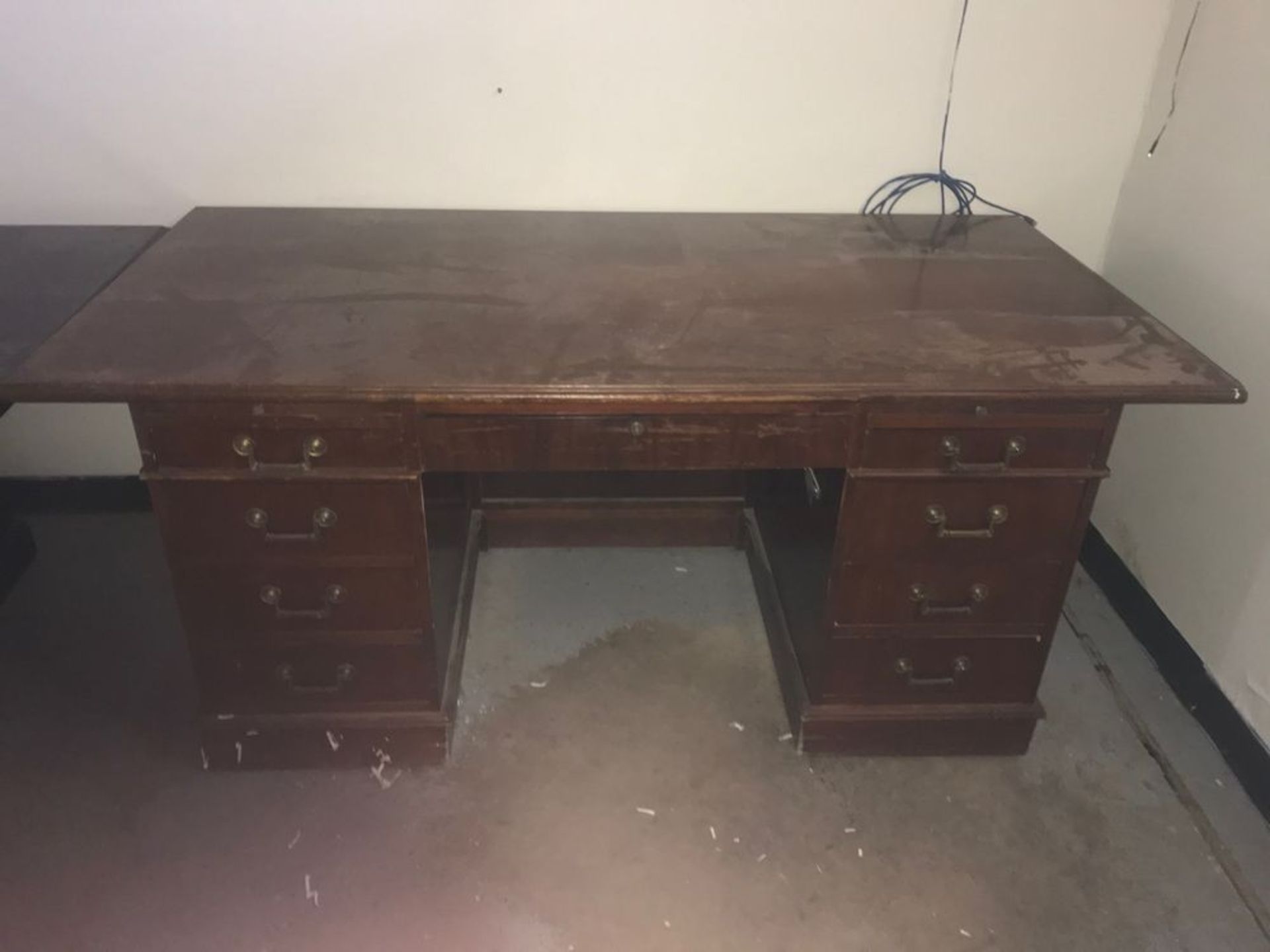Wood Desk & Credenza, 6' Conference Table, Modular Desk, 4-Drawer Metal File Cabinet, (5) Rolling