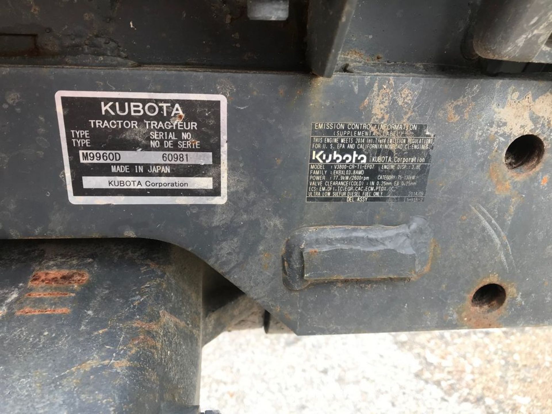 2015 Kubota M9960D Tractor, S/N 60981, 4WD, p/b Kubota 3.8L 4-Cyl Diesel Engine, 100 HP, Power - Image 10 of 11