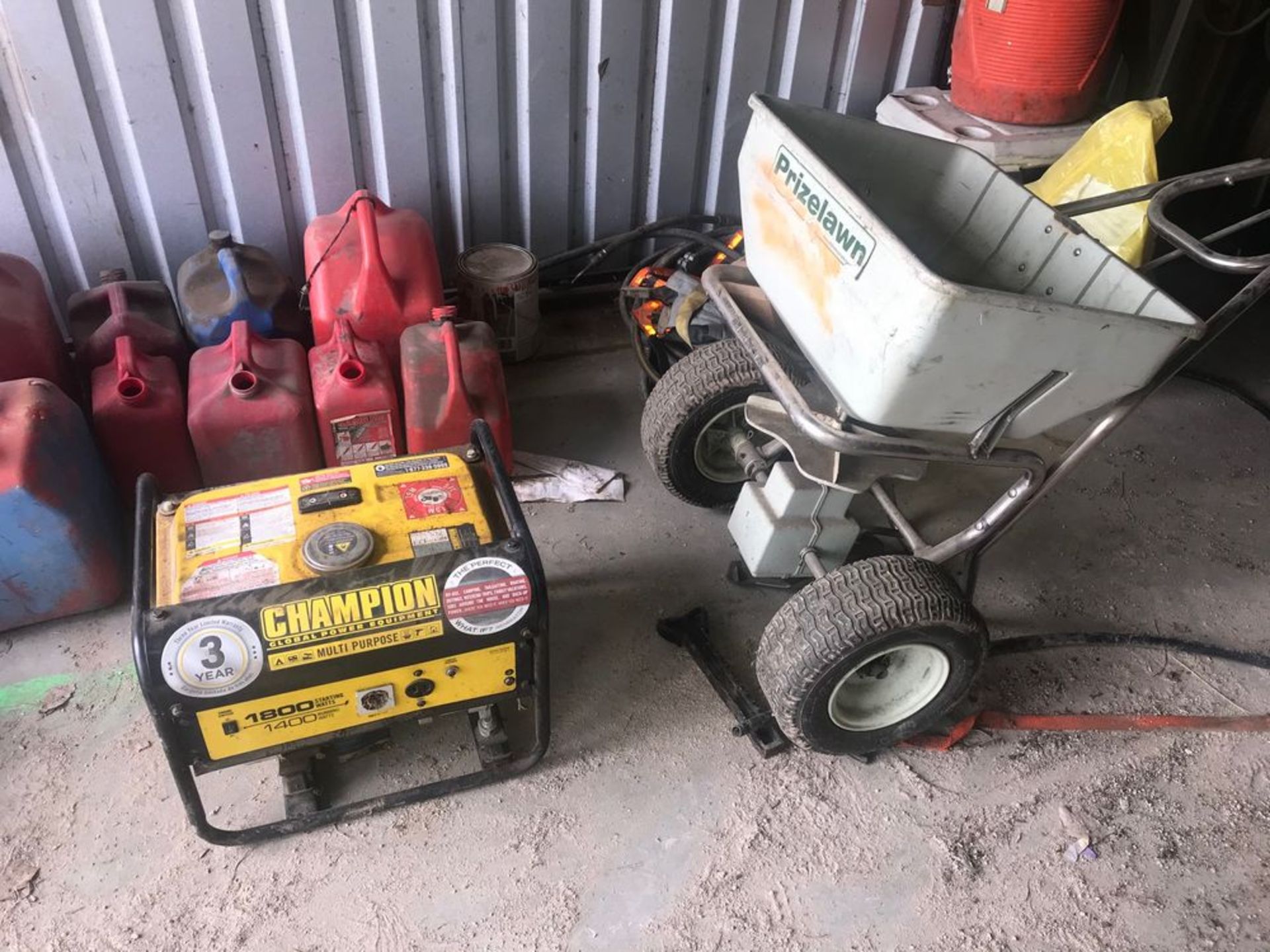 Contents of Last Two Building Bays including Gas Cans, Coolers, Roadside Flag Stands, Champion - Image 2 of 11