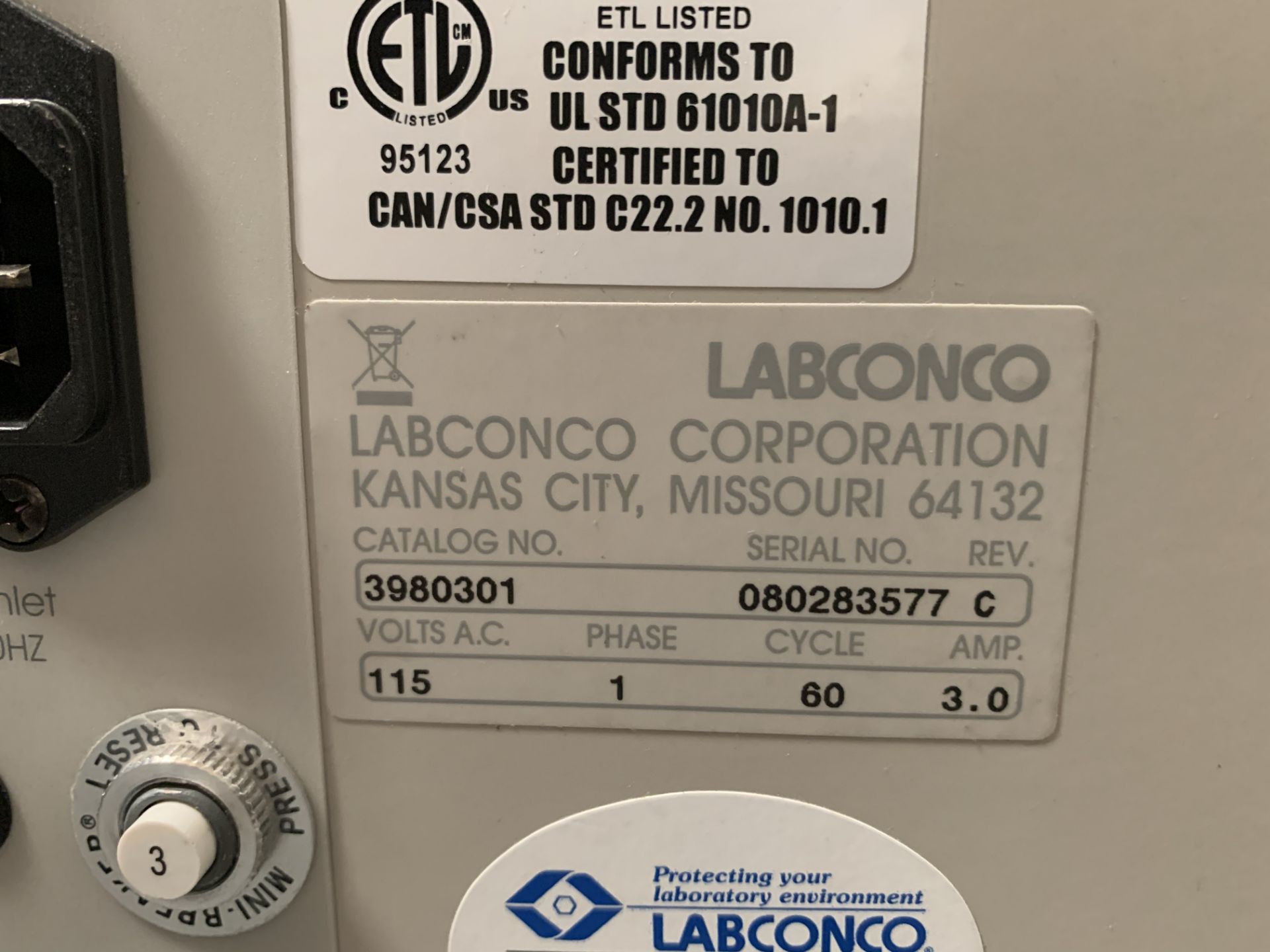 Labconco, Purifier Saftey Enclosure, S/N 080283577 - Image 6 of 7