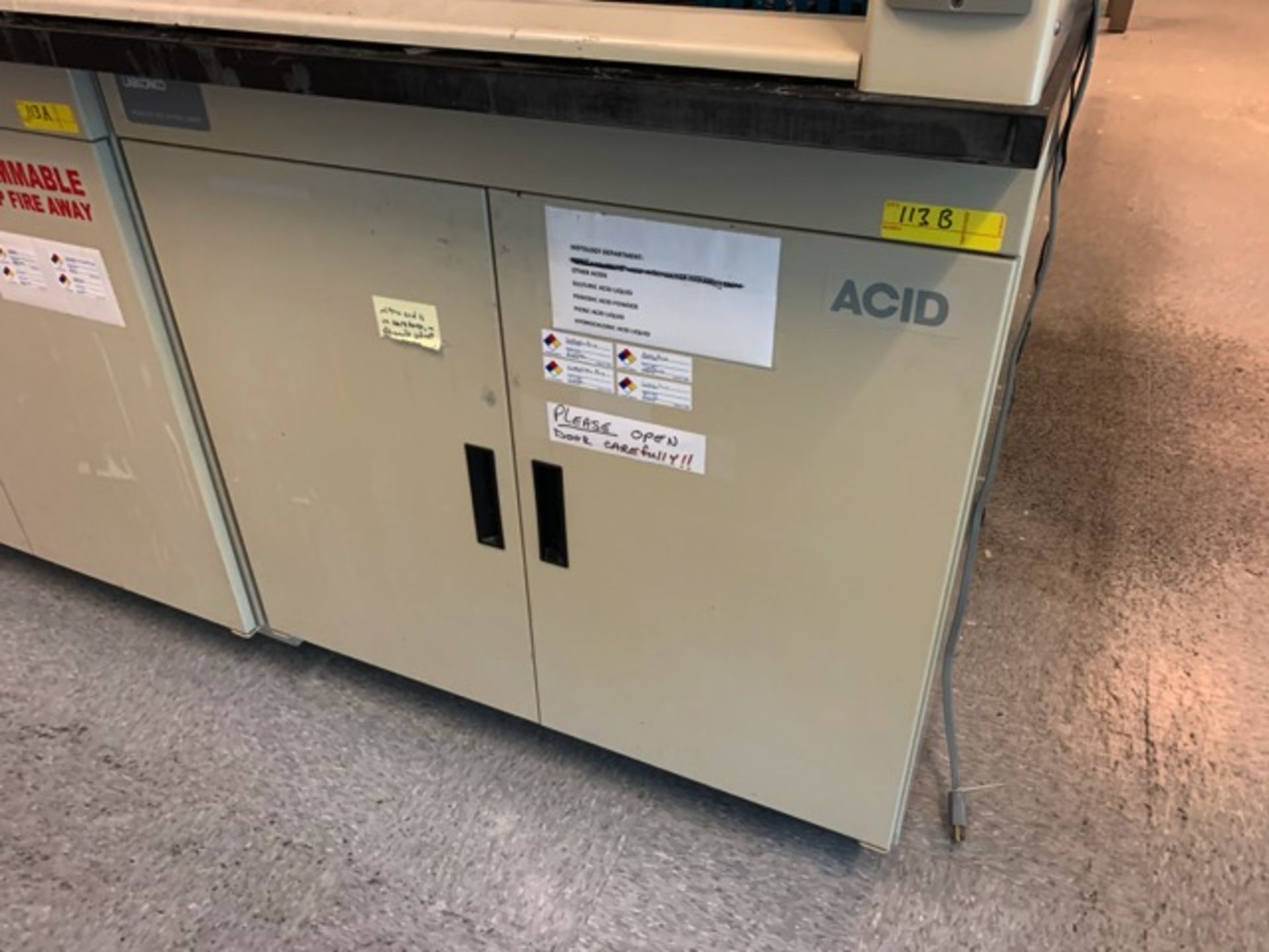 Labconco 2 Door Protector Acid Storage Cabinet, Delayed Checkout, To be Removed After Fume Hood
