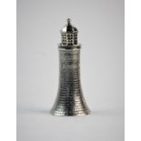 A novelty silver lighthouse pepperette, John Angell II & George Angell, London 1842, with