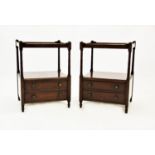 A pair of Regency style mahogany lamp tables, the tray top upon slender ring turned supports,