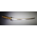 A WWII Japanese officers Gunto/Katana, with shagreen Tsuga mounted with gilt menuki secured with a