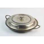 A 20th century silver plated dish and cover, Garrards & Co Ltd, the twin handed dish and cover