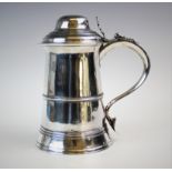 A George III silver tankard and cover, Peter & Ann Bateman, London 1791, the cylindrical body of