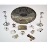 A selection of silver and silver plated items, to include, a George V silver cigarette case, Henry