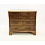 A George III mahogany chest of drawers, with a rectangular moulded top above four graduated long