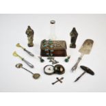 A selection of silver coloured items and other objects of virtue, to include a silver mounted