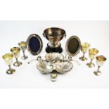 A selection of silver and silver plated items, to include, an Edwardian silver frame Green & Cadbury
