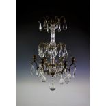 A French gilt metal and crystal droplet chandelier, 20th century,