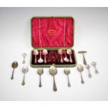 A Victorian cased set of six silver teaspoons and pair of sugar nips, Atkin Brothers, Sheffield