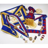 MASONIC INTEREST: A selection of medals, badges, sashes etc, to include, an enamelled 'Torkington