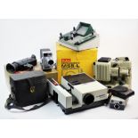 A selection of 8mm cine film equipment, comprising; a Eumig Mini 5 Makro Zoom cine camera, a