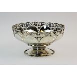 A mid 20th century silver rose bowl, Mappin & Webb Ltd, Sheffield 1959, the circular floral form