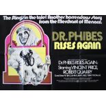 A British quad film poster for DR PHIBES RISES AGAIN (1972) starring Vincent Price, folded as
