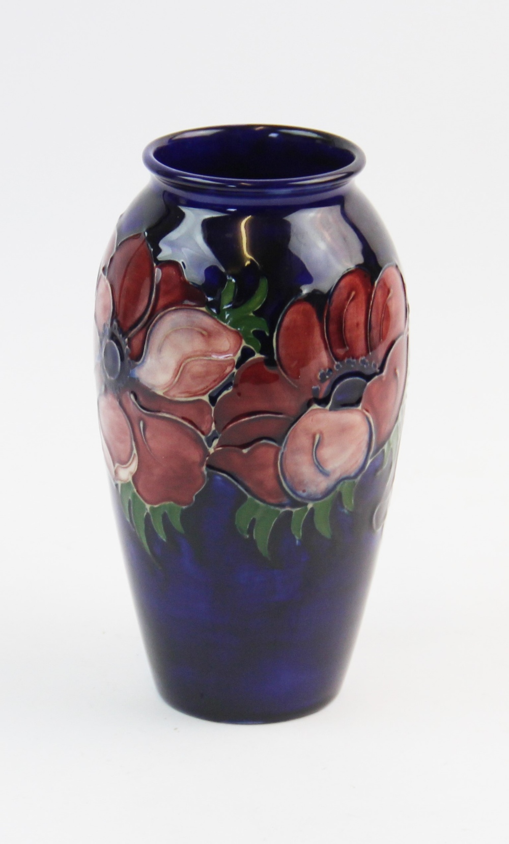 A Moorcroft vase of inverted baluster form, mid 20th century, decorated in the Anemone pattern