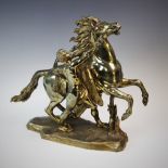 After Guillaume Coustou (1677-1746), a cast metal Marley Horse, modelled as a stallion being