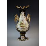 An impressive English porcelain rococo style vase, mid 19th century (probably Coalport), the