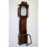 A George III oak and mahogany cross banded eight day long case clock, signed W Meller Middlewich,