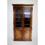 A Victorian oak and pollard oak library bookcase,