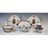 A selection of 18th century and later Chinese porcelain, comprising; a large centre bowl, the blue