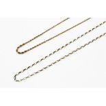 A 9ct gold graduated rope twist chain, with spring ring and loop fastening, 40cm long, together with