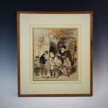 Attributed to John Burnet F.R.S. (1784 - 1868), Watercolour on paper, A family scene, Unsigned,