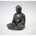 A Chinese bronze Buddha, Zhengde mark, the Amitabha Buddha modelled with his hands in dhyana