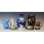 A collection of 19th century and later ceramics, to include a Copeland Italian pattern blue