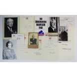 A collection of 20th century British political autographs, to include signatures by Harold Wilson