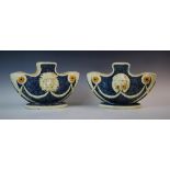 A pair of Spanish monteith wine glass coolers, 19th century, of tapering navette form, decorated