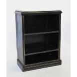 A Victorian ebonised marble top bookcase, the rectangular white marble top above two adjustable