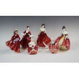 A collection of six Royal Doulton figurines, comprising: HN2811 Stephanie, HN4153 Marianne, HN2229