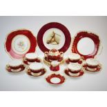 A Crown Staffordshire tea service, late 19th century, comprsing; six tea cups (one at fault),