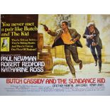 A British quad film poster for BUTCH CASSIDY AND THE SUNDANCE KID (1969) starring Paul Newman and