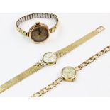A 9ct gold lady's vintage wristwatch by Limit, the round pearlescent dial with baton markers, set to