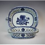A Chinese export porcelain chestnut basket, late 18th century, of typical form with floral