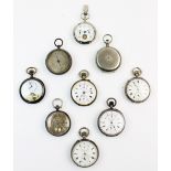 A Victorian silver open-face pocket watch, the silver-toned dial with floral engraved decoration,