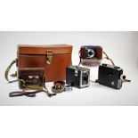 A Voigtlander Vito II folding bellows 35mm camera with an f/3.5 50mm Color-Skopar lens in leather