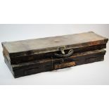 A 19th century leather gun case by William Evans, 63. Pall Mall, London, applied with brass corner