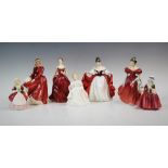 A collection of seven Royal Doulton figurines, comprising: HN2220 Winsome, HN3207 Louise, HN2842
