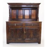 An 18th century and later panel back sideboard,