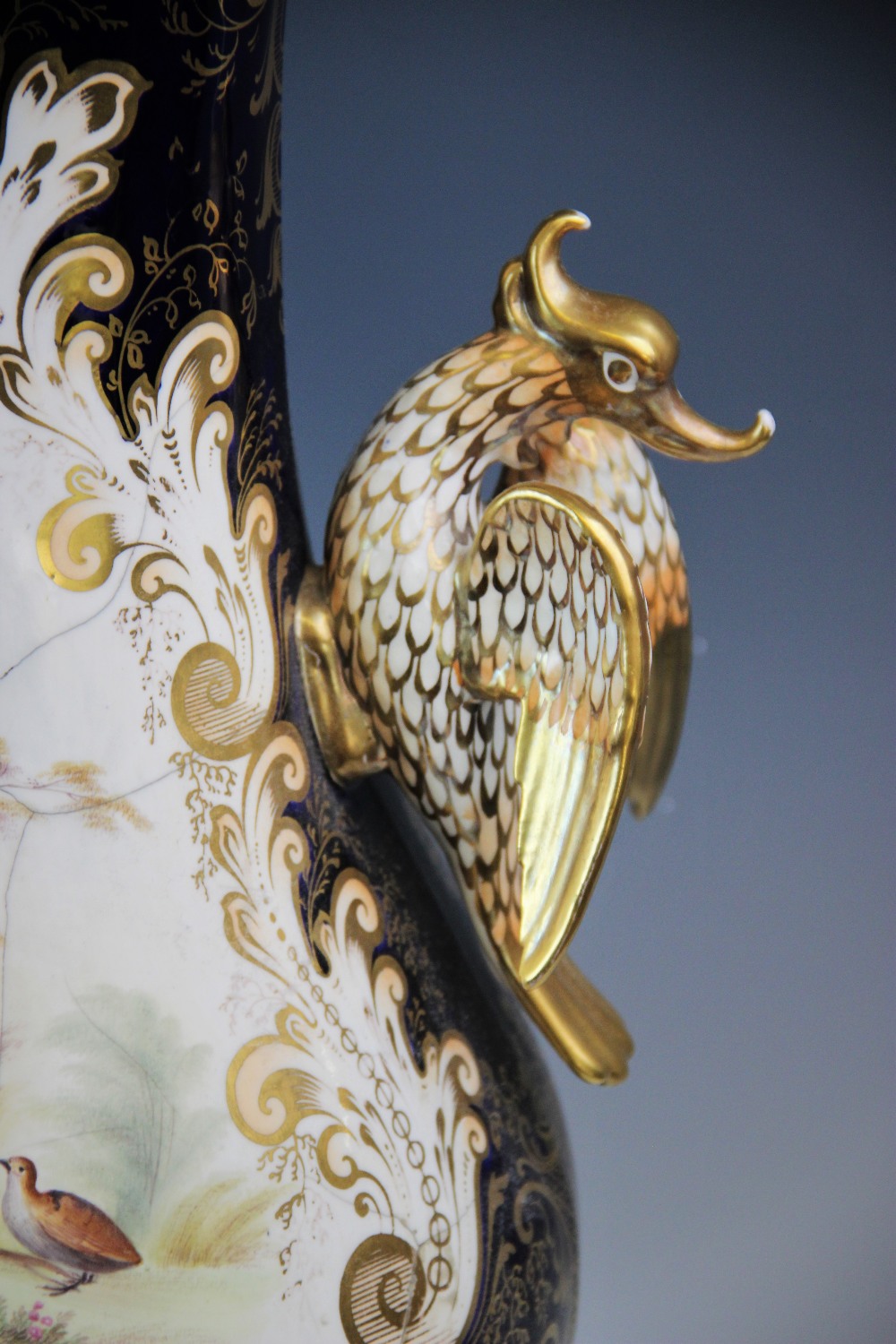An impressive English porcelain rococo style vase, mid 19th century (probably Coalport), the - Image 3 of 4