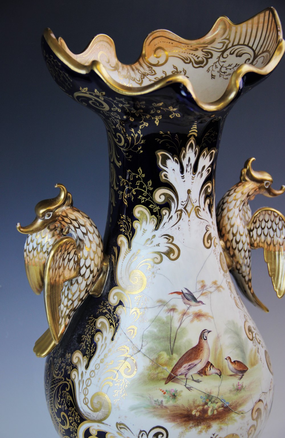 An impressive English porcelain rococo style vase, mid 19th century (probably Coalport), the - Image 4 of 4