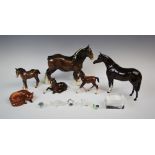 A Beswick Clydesdale shire horse, modelled standing, 22cm high (restored), with a Beswick shire