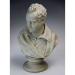A James & Thomas Bevington Parian Ware bust of Lord Byron, 19th century, impressed with 'J & TB' '