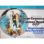 A British quad film poster for DIAMONDS ARE FOREVER (1971) starring Sean Connery, artwork by